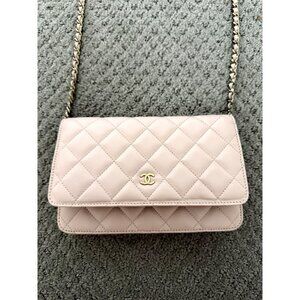 Quited Wallet on Chain Purse Shoulder Crossbody Bag Ballet Pink